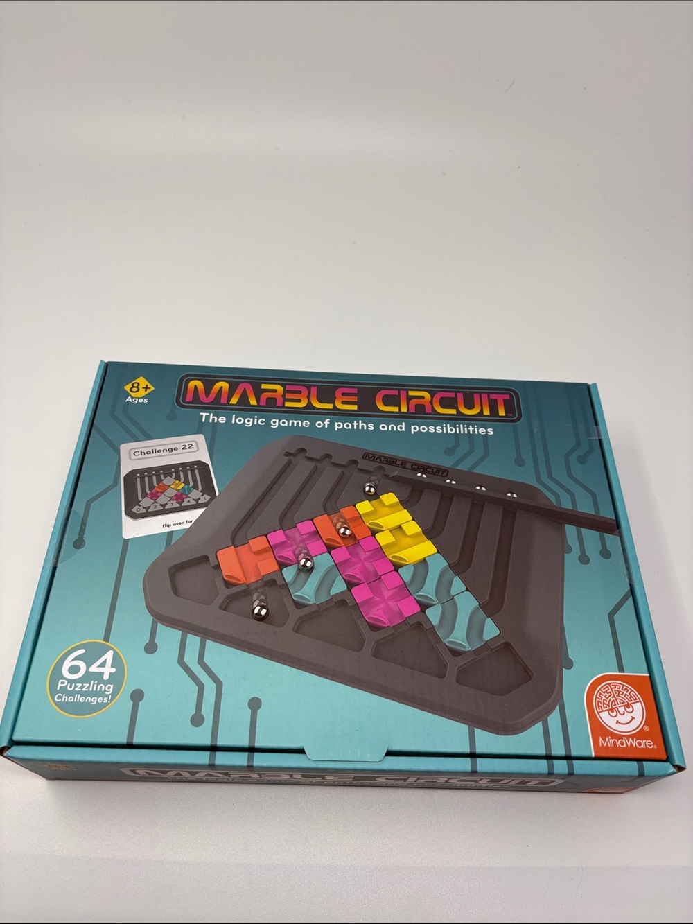 Marble Circuit Logic Game - Teal with Multicolor Pieces